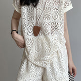 Heavily embroidered hollow lace set
