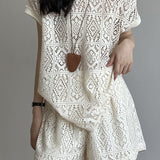 Heavily embroidered hollow lace set