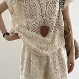 Heavily embroidered hollow lace set