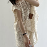 Heavily embroidered hollow lace set