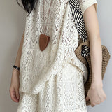Heavily embroidered hollow lace set