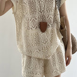 Heavily embroidered hollow lace set