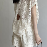 Heavily embroidered hollow lace set