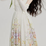 Printed camisole waist-defining dress