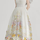 Printed camisole waist-defining dress