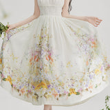 Printed camisole waist-defining dress