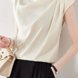French design pleated short sleeve top