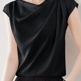French design pleated short sleeve top