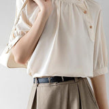 Vintage French style stand collar shirt