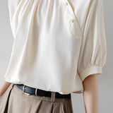 Vintage French style stand collar shirt