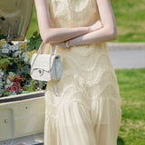 Tank dress with lace splicing