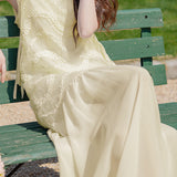 Tank dress with lace splicing