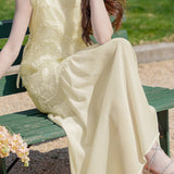 Tank dress with lace splicing