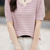Casual elegant crochet knit T-shirt