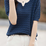 Casual elegant crochet knit T-shirt