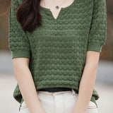 Casual elegant crochet knit T-shirt