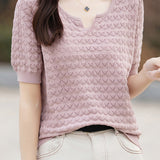 Casual elegant crochet knit T-shirt