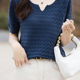 Casual elegant crochet knit T-shirt