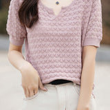 Casual elegant crochet knit T-shirt