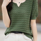 Casual elegant crochet knit T-shirt