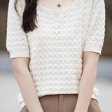 Casual elegant crochet knit T-shirt