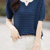 Casual elegant crochet knit T-shirt