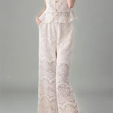 Lace hollow vest and pants two-piece set