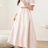 Textured breathable polo neck dress