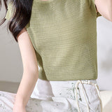Japanese style solid color knit top