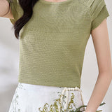 Japanese style solid color knit top
