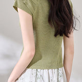 Japanese style solid color knit top