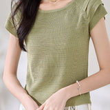 Japanese style solid color knit top