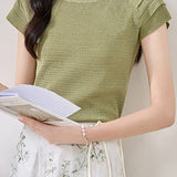 Japanese style solid color knit top