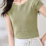 Japanese style solid color knit top