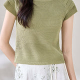 Japanese style solid color knit top