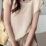 Japanese style solid color knit top