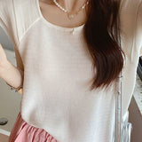 Japanese style solid color knit top