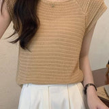 Japanese style solid color knit top