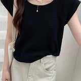 Japanese style solid color knit top
