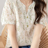 Round neck floral print top