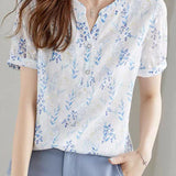 Round neck floral print top
