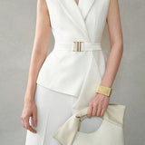 Solid color sleeveless blazer vest