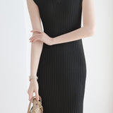V-neck cap sleeve fitted dress with side slits in ribbed knit - liwisi