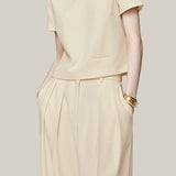Round neck T-shirt with straight leg pants set
