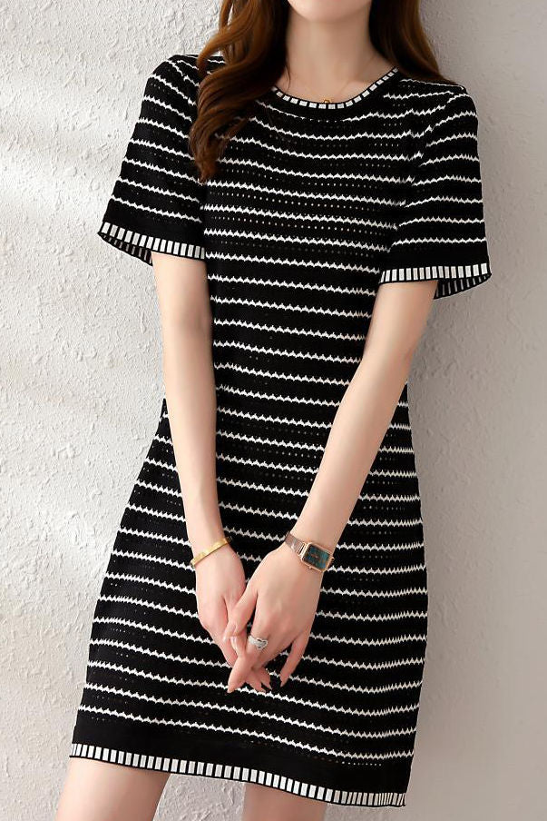 Striped knit A-line dress Striped knit A-line dress