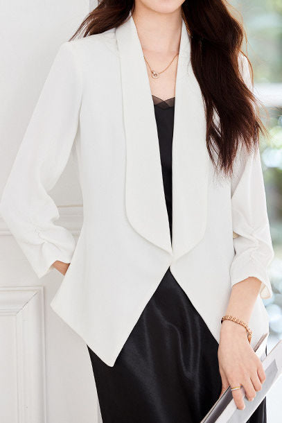 Solid color blazer without buttons - liwisi