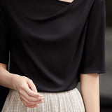 Asymmetrical neckline T-shirt