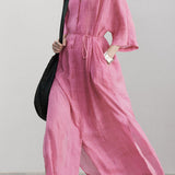 V-neck solid color loose dress