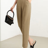 Solid color straight leg nine-point pants