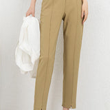 Solid color straight leg nine-point pants
